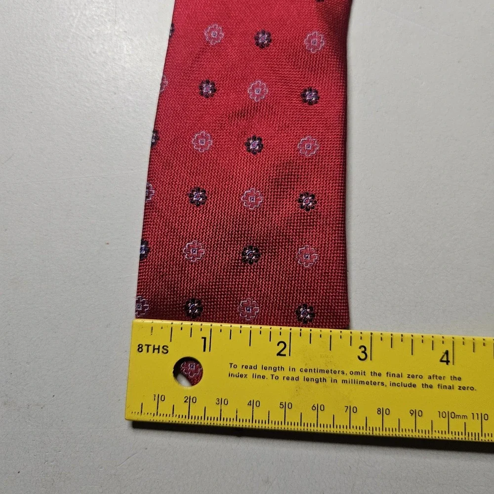 Tommy Hilfiger Mens Tie‎ One Size Silk Adjustable Floral Red